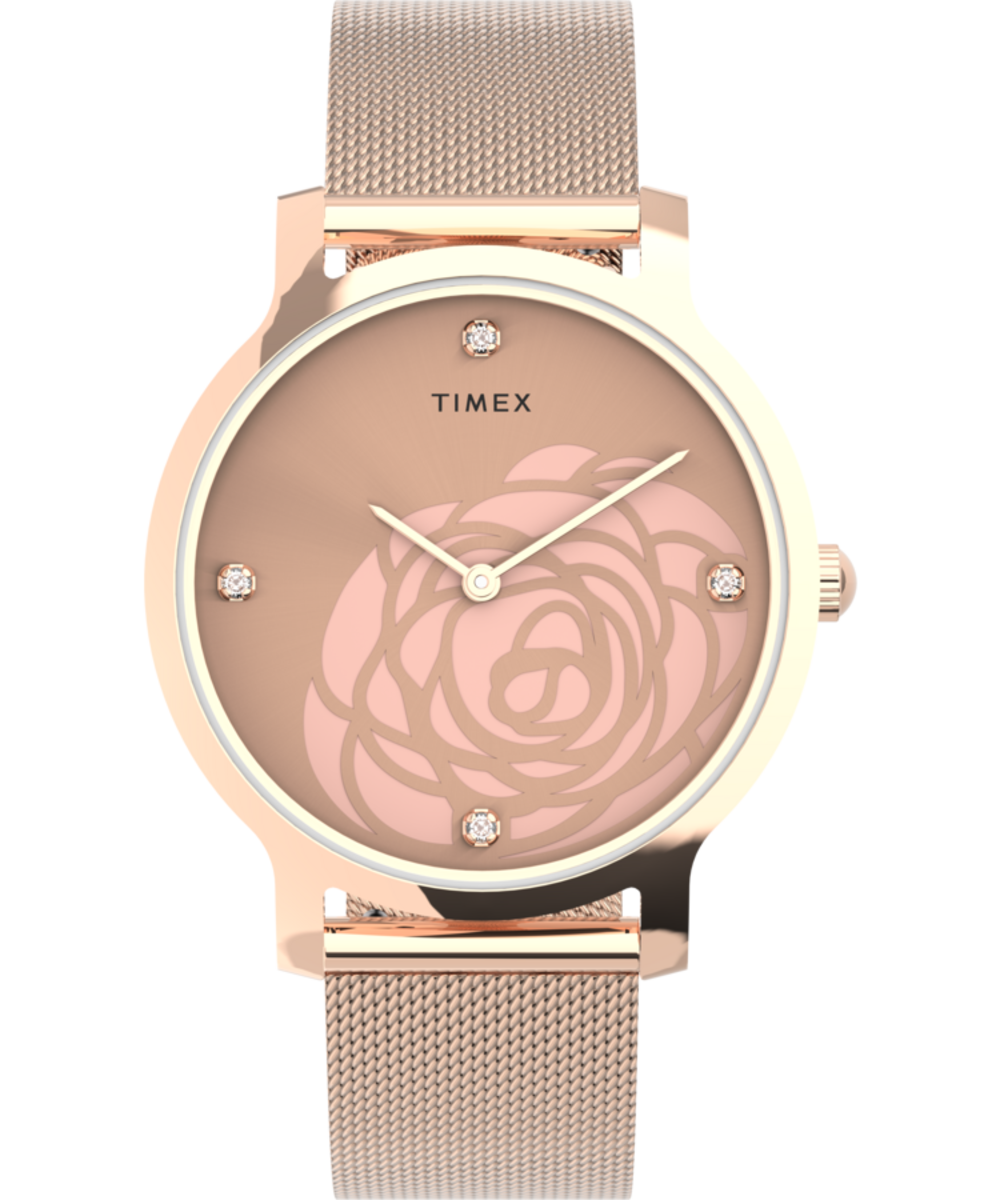 TIMEX FLORAL FASHION – WITH SKELETAL CUT OUT IN DIAL ANALOG SILVER WOM –  The Watch Factory ®
