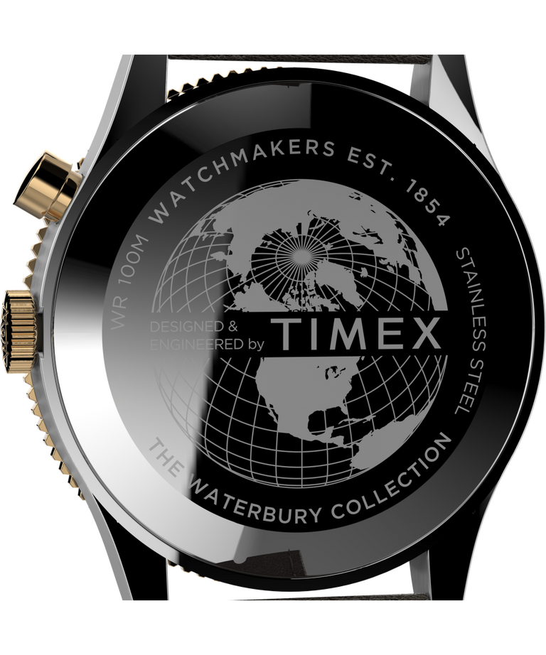 TW2U99100UK Waterbury Traditional GMT 39mm Leather Strap Watch caseback image
