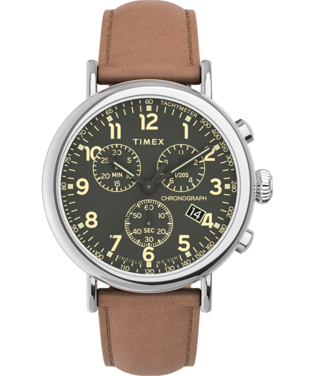 TW2V27500UK Timex Standard Chronograph 41mm Leather Strap Watch primary image