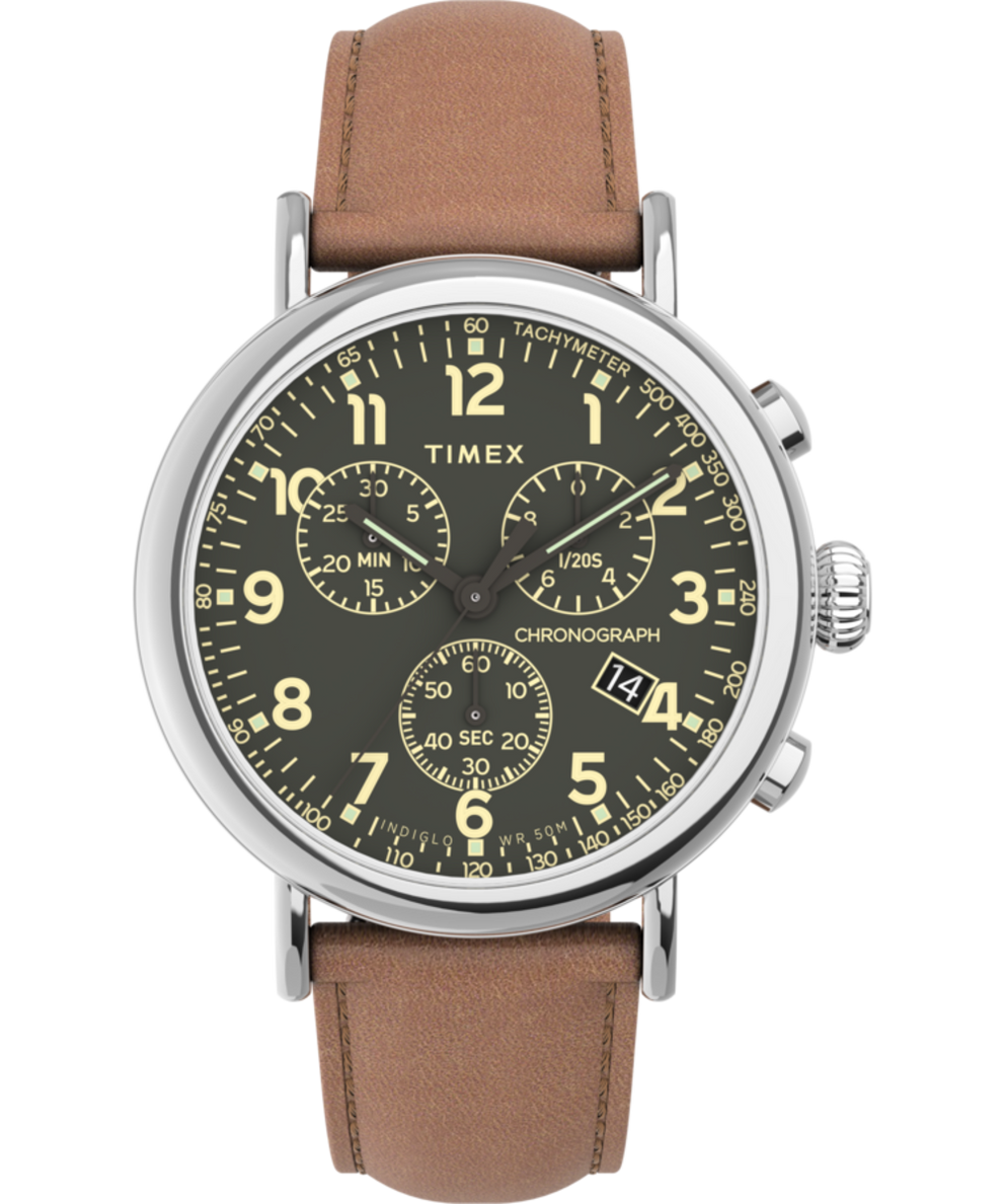 TW2V27500UK Timex Standard Chronograph 41mm Leather Strap Watch primary image