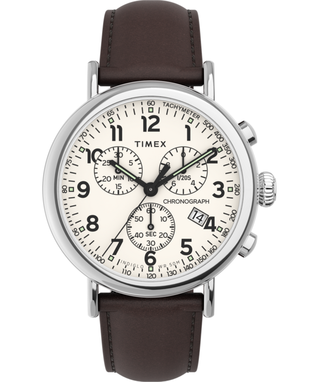 TW2V27600UK Timex Standard Chronograph 41mm Leather Strap Watch primary image