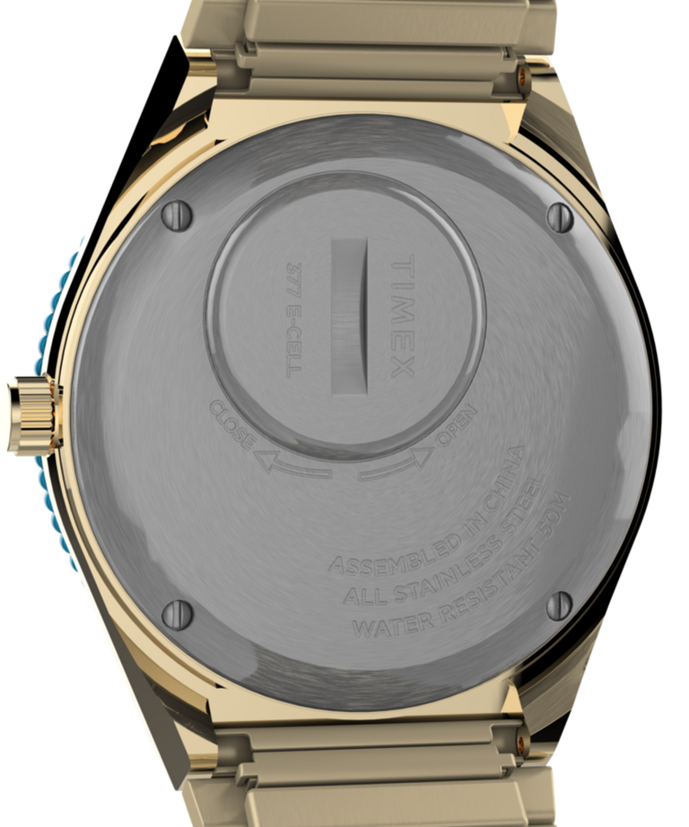 TW2V38500UK Q Timex Malibu 36mm Stainless Steel Expansion Band Watch caseback image