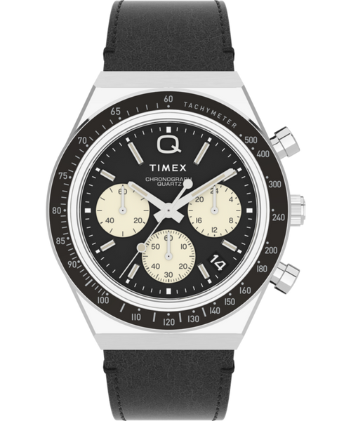 Q Timex Chronograph 40mm Leather Strap Watch - TW2V42700 