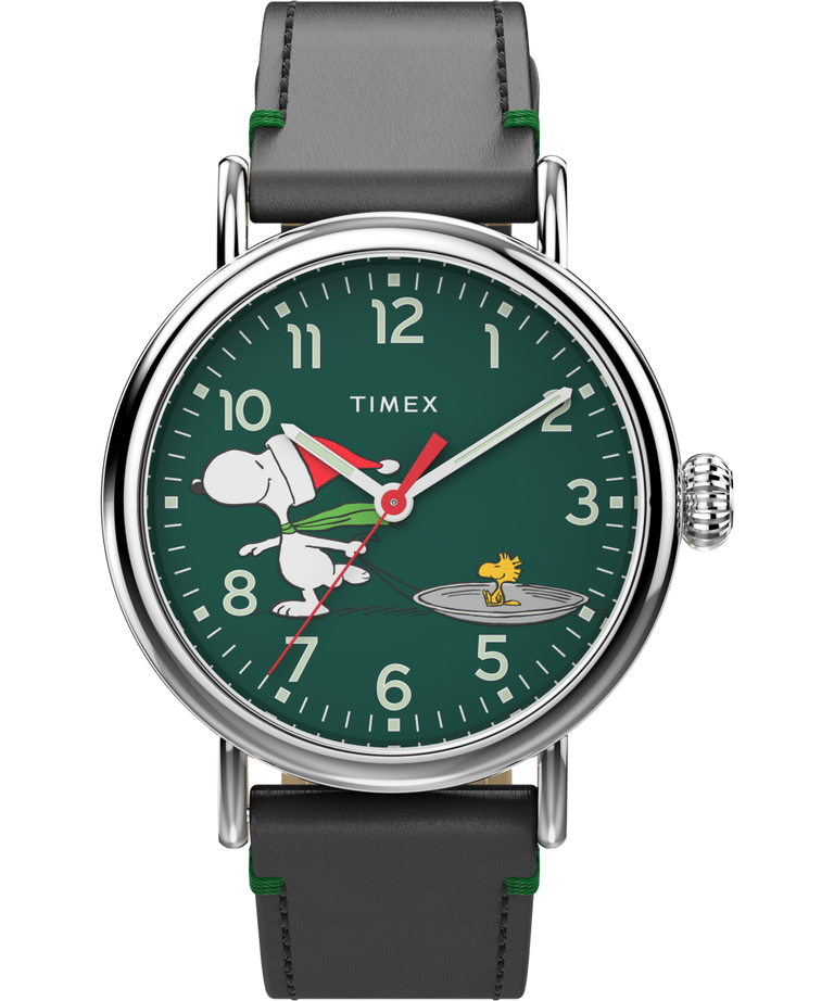 TW2V60200UK Timex Standard x Peanuts Featuring Snoopy Ice Skating 40mm Leather Strap Watch primary image