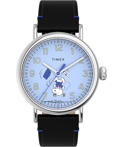 TW2V60300UK Timex Standard x Peanuts Featuring Snoopy Graduation 40mm Leather Strap Watch primary image