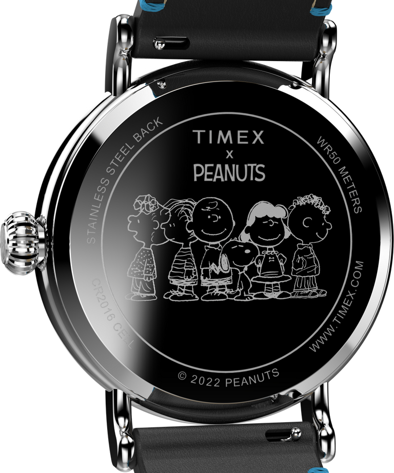 TW2V60600UK Timex Standard x Peanuts Featuring Snoopy Back to School 40mm Leather Strap Watch caseback image