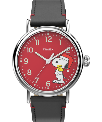 TW2V61100UK Timex Standard x Peanuts Featuring Snoopy Holiday 40mm Leather Strap Watch primary image