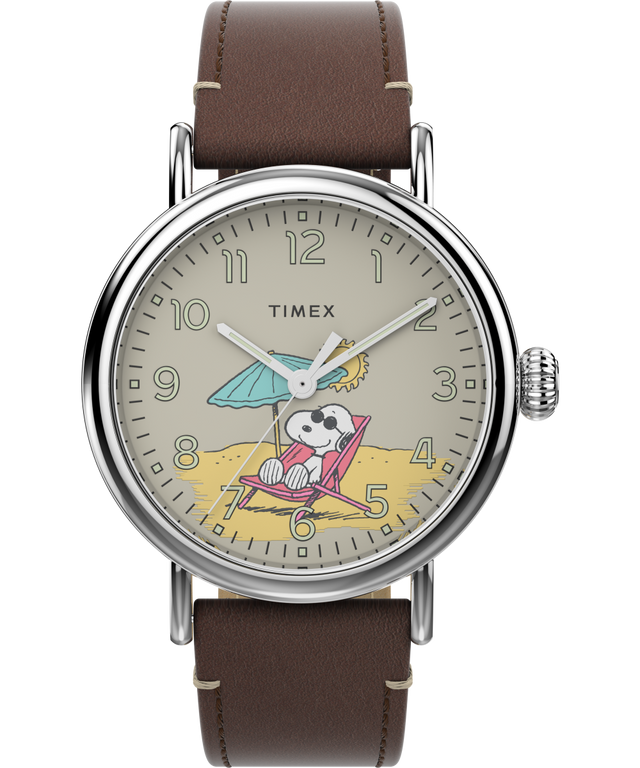 TW2V61200UK Timex Standard x Peanuts Featuring Snoopy at the Beach 40mm Leather Strap Watch primary image