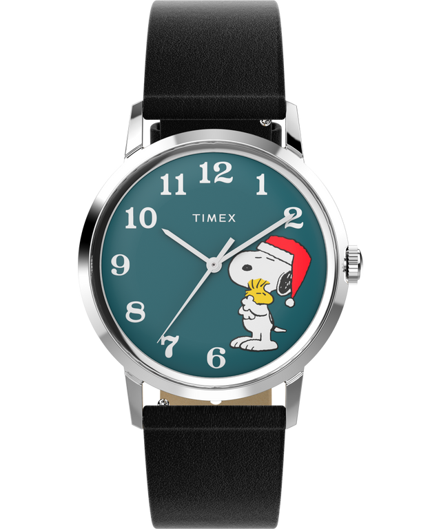 TW2V632007U Timex Marlin® Hand-Wound x Snoopy Holiday 34mm Leather Strap Watch primary image