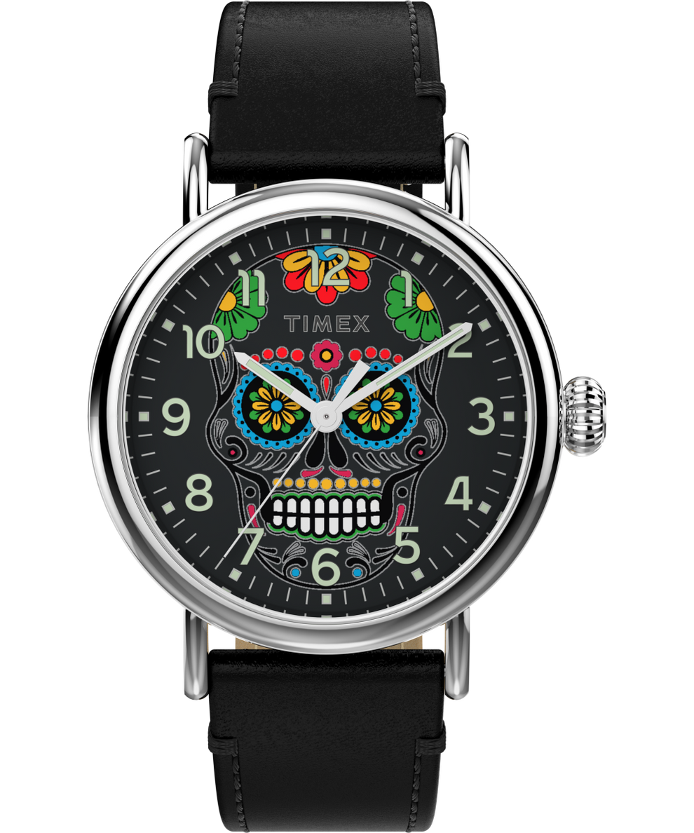 TW2V67500UK Timex Standard Dia de los Muertos 40mm Leather Strap Watch primary image