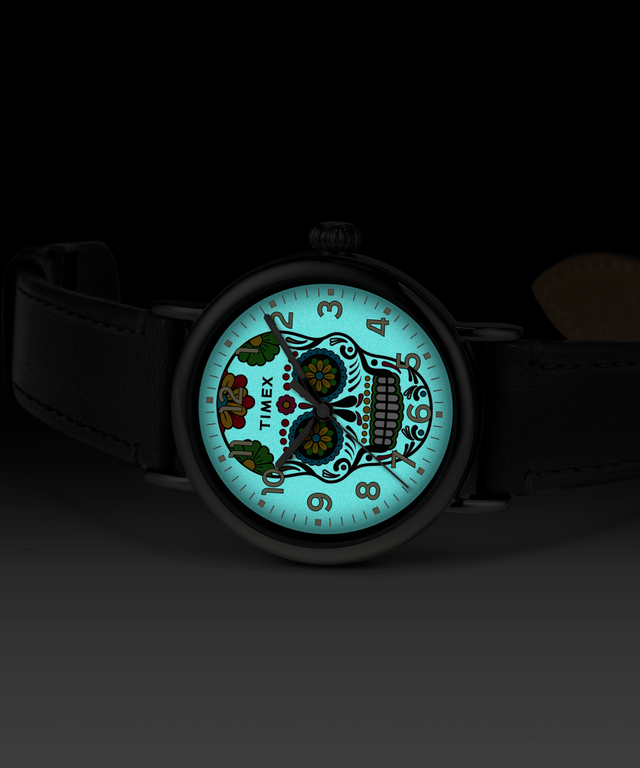 TW2V67500UK Timex Standard Dia de los Muertos 40mm Leather Strap Watch lifestyle image