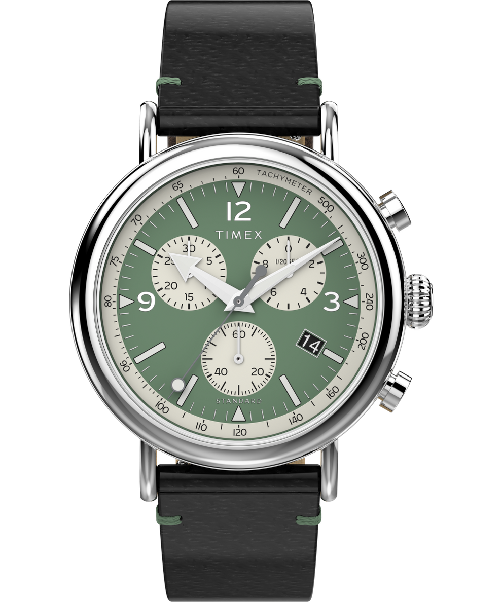 TW2V71000UK Timex Standard Chronograph 41mm Eco-Friendly Leather Strap Watch primary image