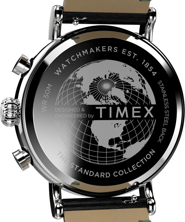 TW2V71000UK Timex Standard Chronograph 41mm Eco-Friendly Leather Strap Watch caseback image