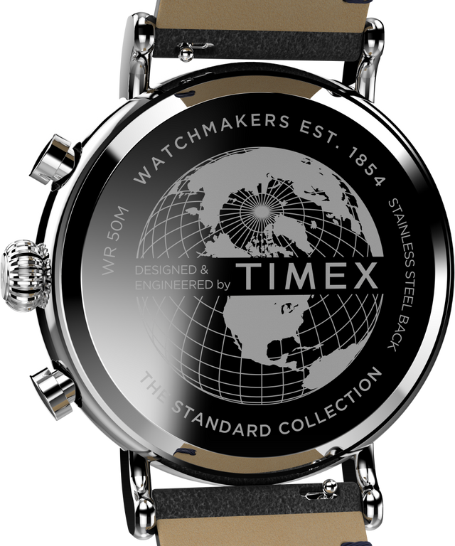 TW2V71100UK Timex Standard Chronograph 41mm Eco-Friendly Leather Strap Watch caseback image
