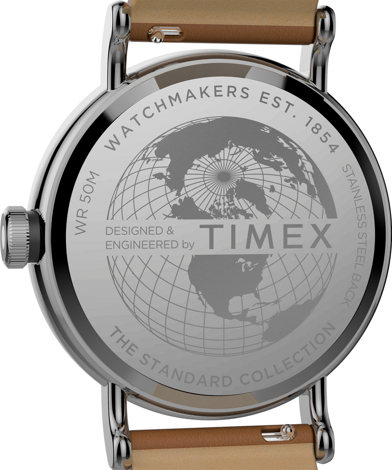 TW2V71500UK Timex Standard Sub-Second 40mm Apple Skin Leather Strap Watch caseback image