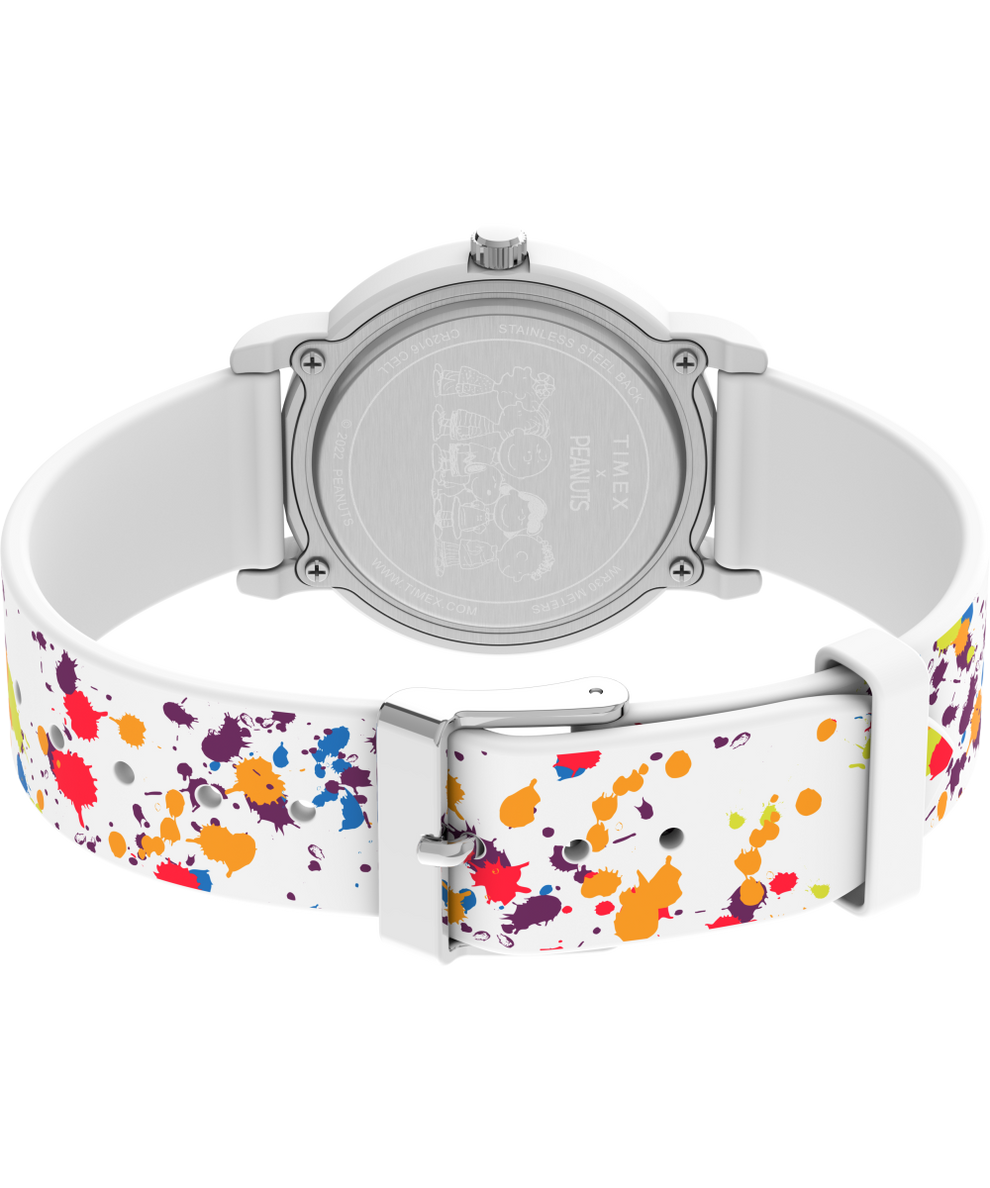 TW2V776006B Timex X Peanuts Rainbow Paint 36mm Silicone Strap Watch back (with strap) image