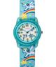 TW7C25600YN TIMEX TIME MACHINES® 29mm Rainbow Unicorn Teal Elastic Fabric Kids Watch primary image