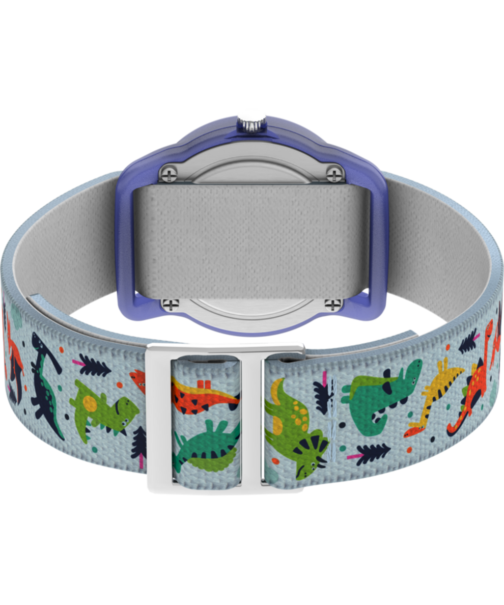 TW7C77300YN TIMEX TIME MACHINES® 29mm Purple Dinosaur Elastic Fabric Kids Watch back (with strap) image