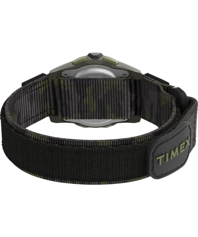 TW7C77500YN TIMEX TIME MACHINES® 35mm Green/Brown Camo Fast Wrap® Kids Digital Watch back (with strap) image